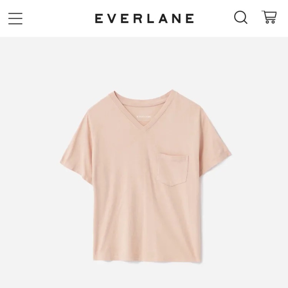 Everlane Cotton Box-Cut V-Neck Tee light pink